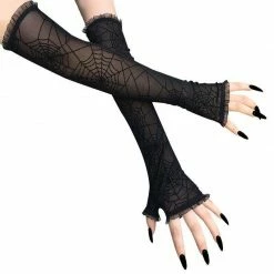 Yoursblack Cobweb Arm Sleeve Gloves