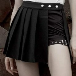 Yoursblack Black Green Red Two-Piece Irregular A-Line Plaid Pleated Skirts