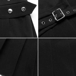 Yoursblack Black Green Red Two-Piece Irregular A-Line Plaid Pleated Skirts