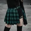 Yoursblack Black Green Red Two-Piece Irregular A-Line Plaid Pleated Skirts