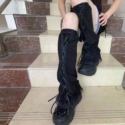 Yoursblack NEWS Punk Lace Tie Leg Warmers